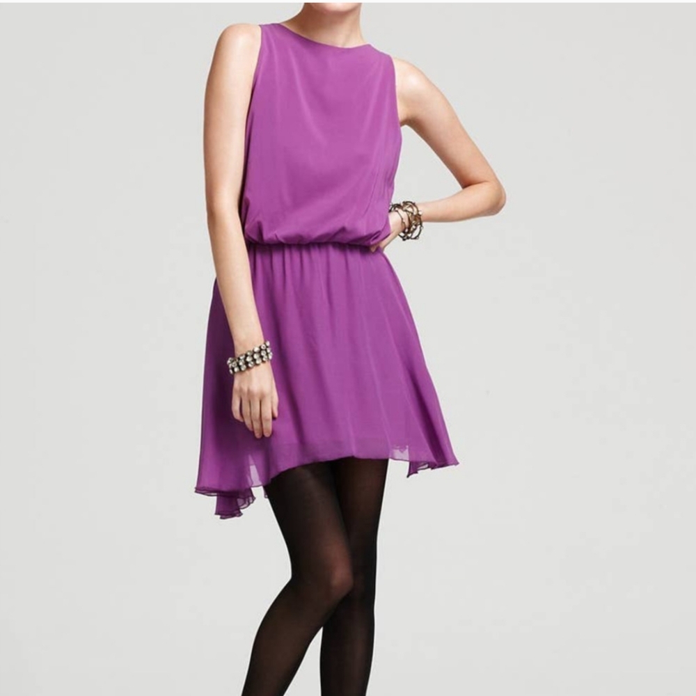Alice + Olivia purple silk mini dress small